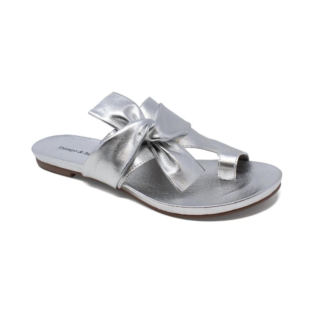 NEW DJANGO & JULIETTE women's jacona slides in silver leather